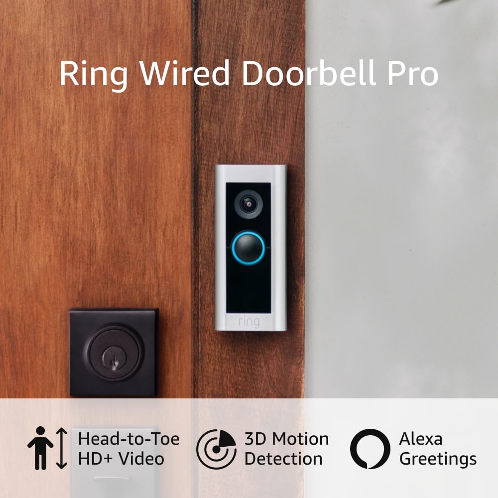 Ring Wired Doorbell Pro | 1536p HD, 3D Motion, Alexa Greetings