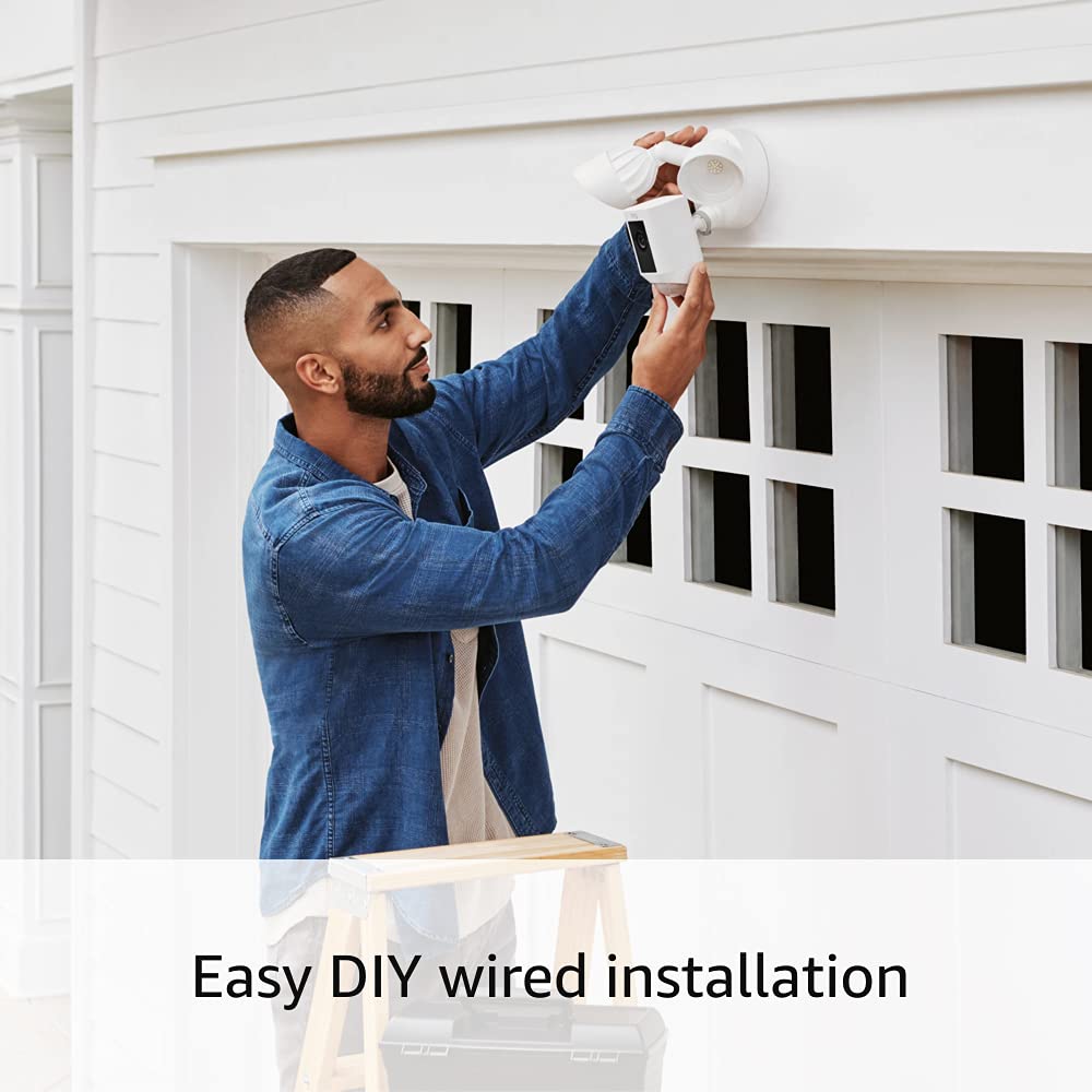 Ring Floodlight Cam Wired Plus (newest model) with motion-activated 1080p HD video, White