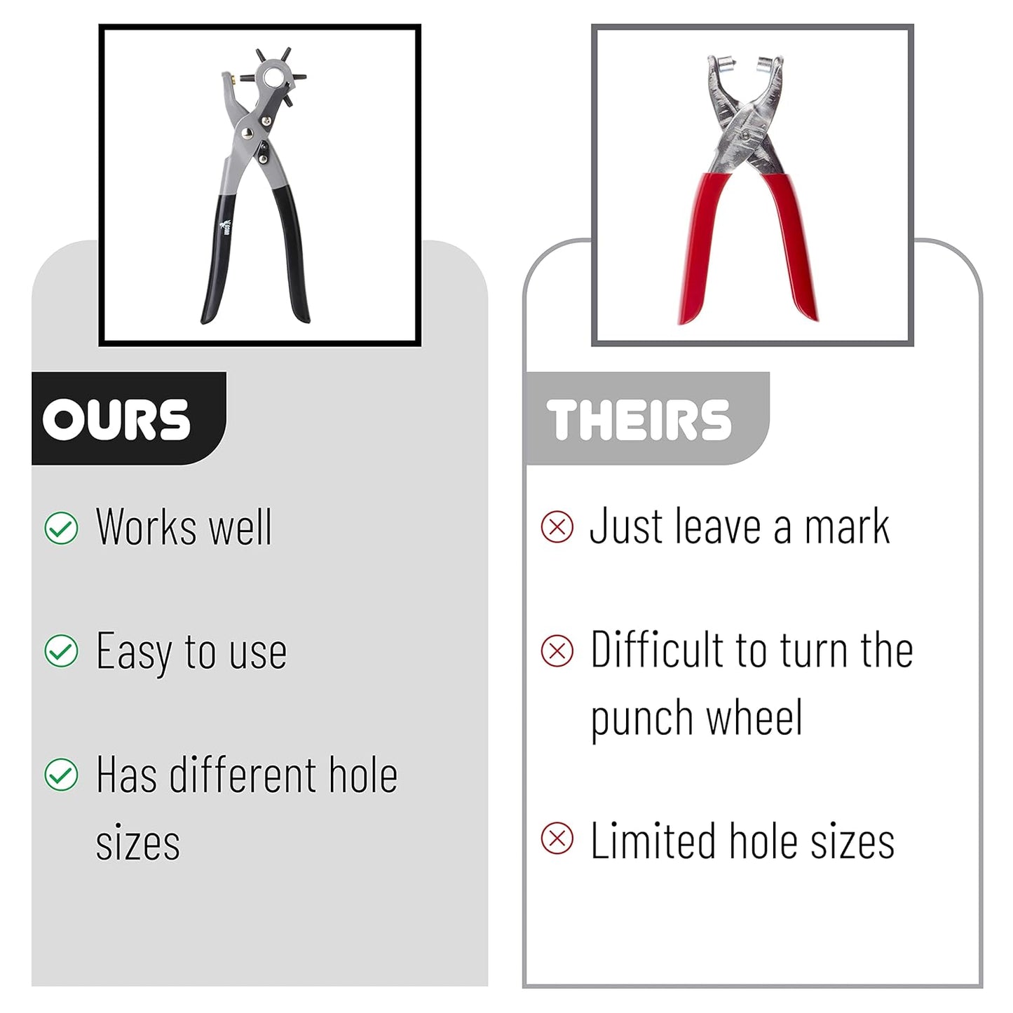 Adjustable Leather Hole Punch Tool - Multiple Sizes for Belts & More