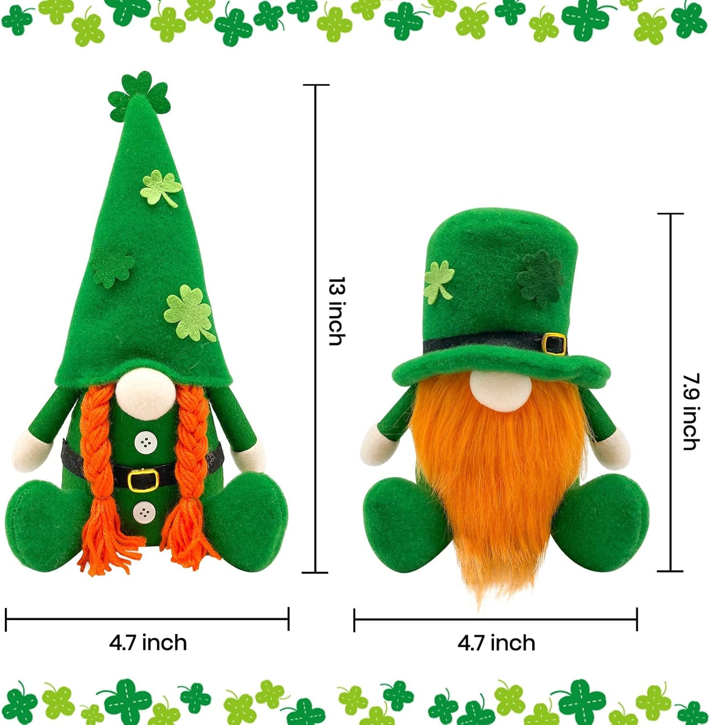 St Patricks Day Decorations Gnome Plush Home Table Ornament Decor Green Irish Faceless St Patricks Day Gnome for St Patricks Day Gifts Faceless Dwarf Swedish Leprechaun