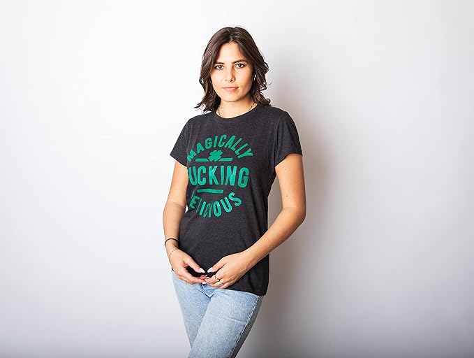 Womens St Patricks Day T Shirts Funny Shenanigans Clover Graphic Tees for Women