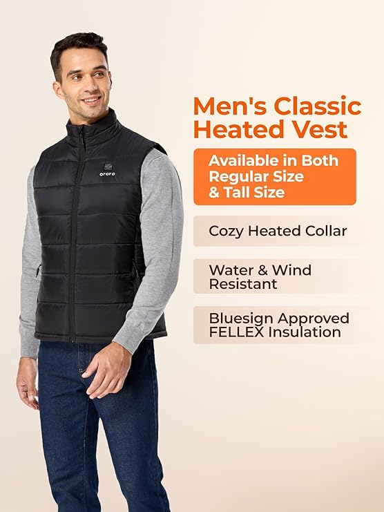 ORORO Men's Lightweight Heated Vest with Battery Pack