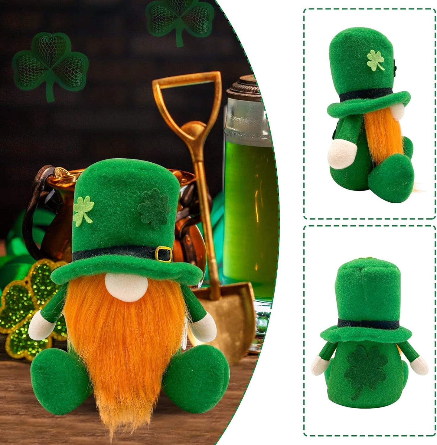 St Patricks Day Decorations Gnome Plush Home Table Ornament Decor Green Irish Faceless St Patricks Day Gnome for St Patricks Day Gifts Faceless Dwarf Swedish Leprechaun