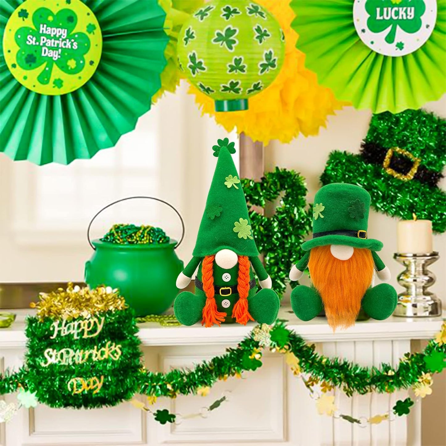 St Patricks Day Decorations Gnome Plush Home Table Ornament Decor Green Irish Faceless St Patricks Day Gnome for St Patricks Day Gifts Faceless Dwarf Swedish Leprechaun