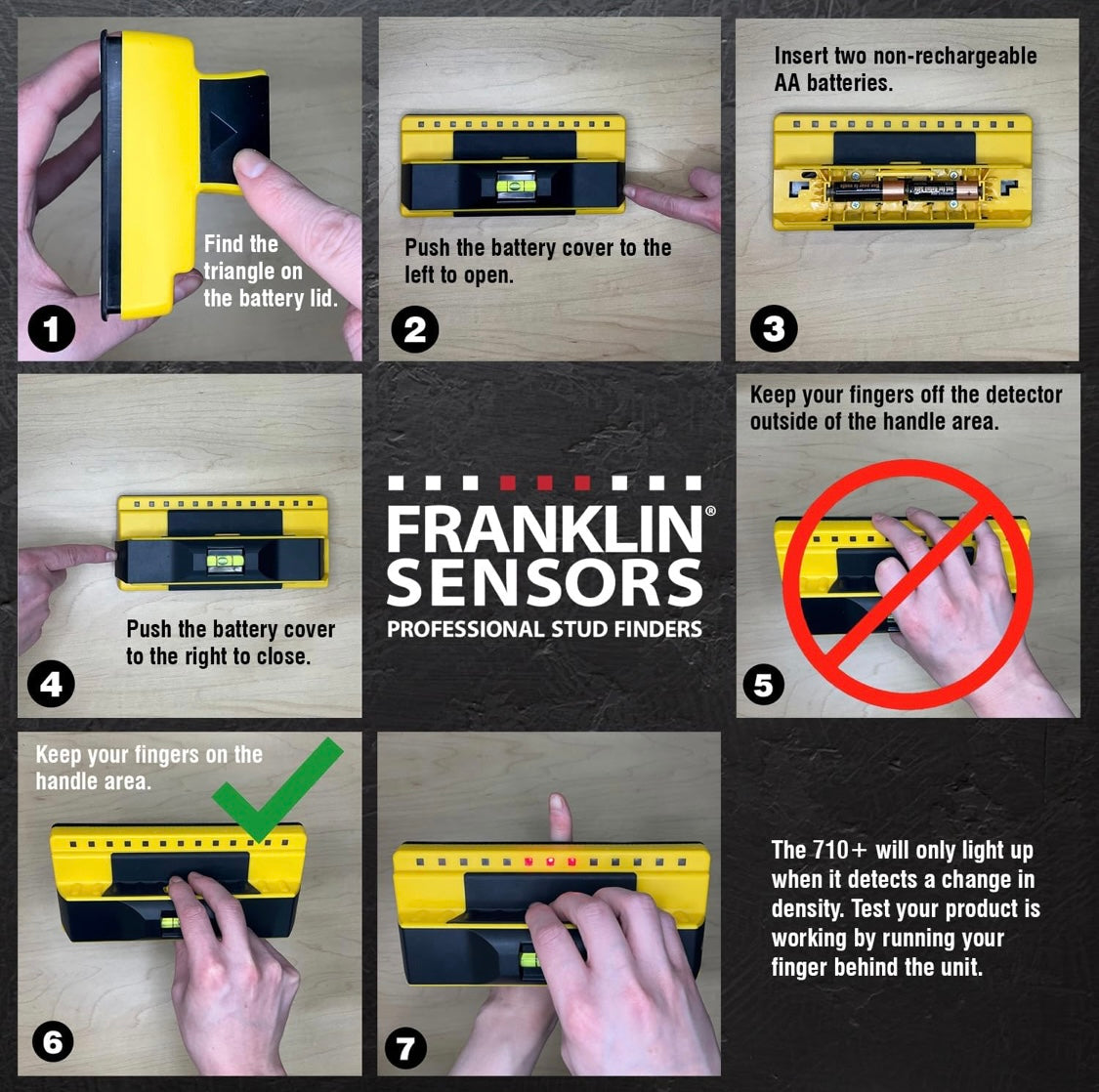 Franklin Sensors ProSensor 710+ 13-Sensor Stud Finder: Accurate Wood & Metal Detection, Built-in Level